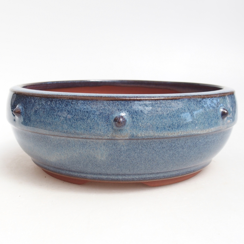 Bonsaischaal van keramiek 17,5 x 17,5 x 6 cm, kleur blauw