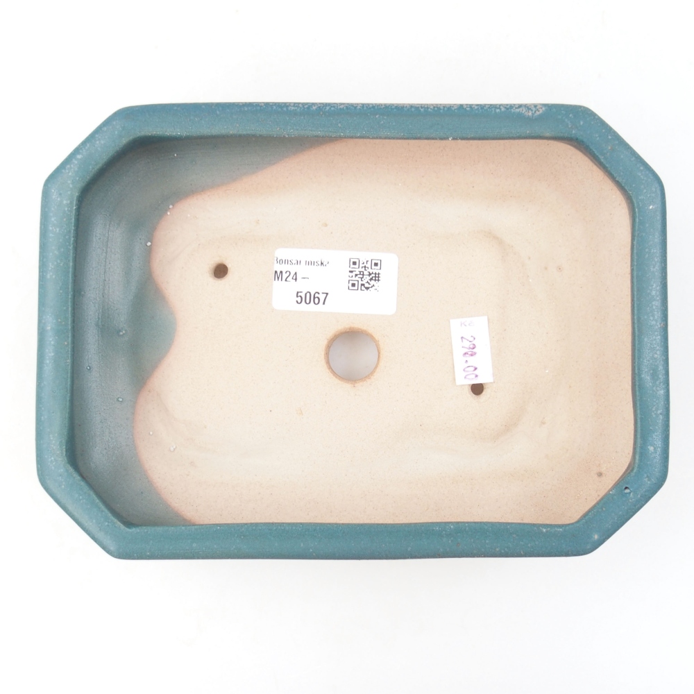 Bonsaischaal van keramiek 18,5 x 13,5 x 4 cm, kleur blauw