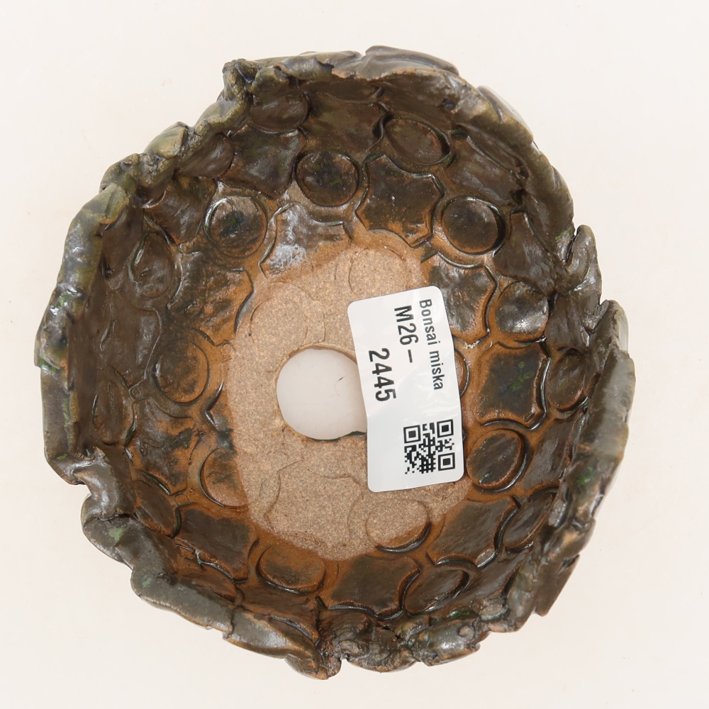 Keramische schaal  10,5 x 10 x 7,5 cm, kleur bruingroen