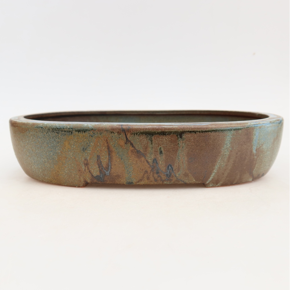 Keramische bonsaipot 27 x 21 x 5,5 cm, kleur blauwbruin