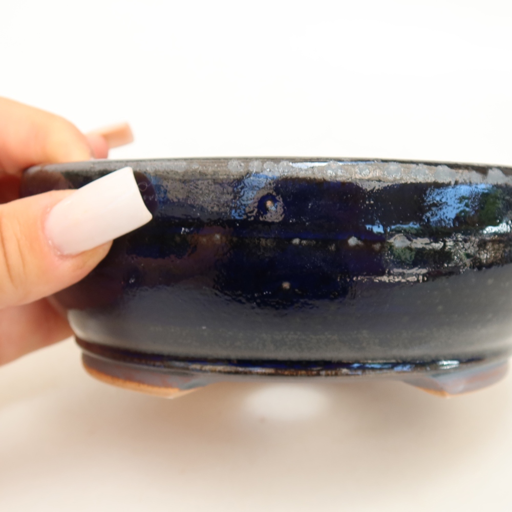Keramische bonsaipot 14 x 14 x 5 cm, kleur: blauw