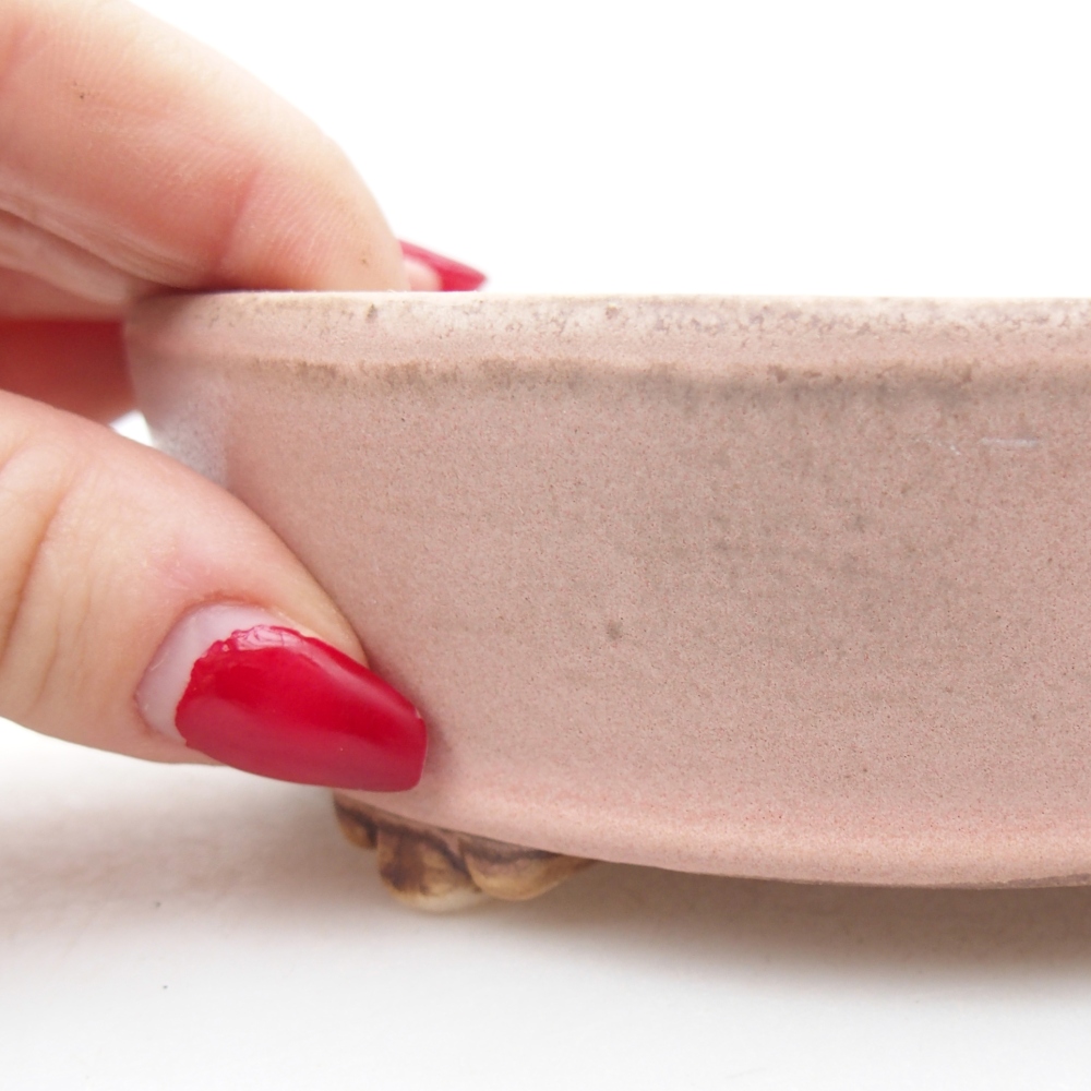 Bonsaischaal van keramiek 13,5 x 13,5 x 4 cm, roze