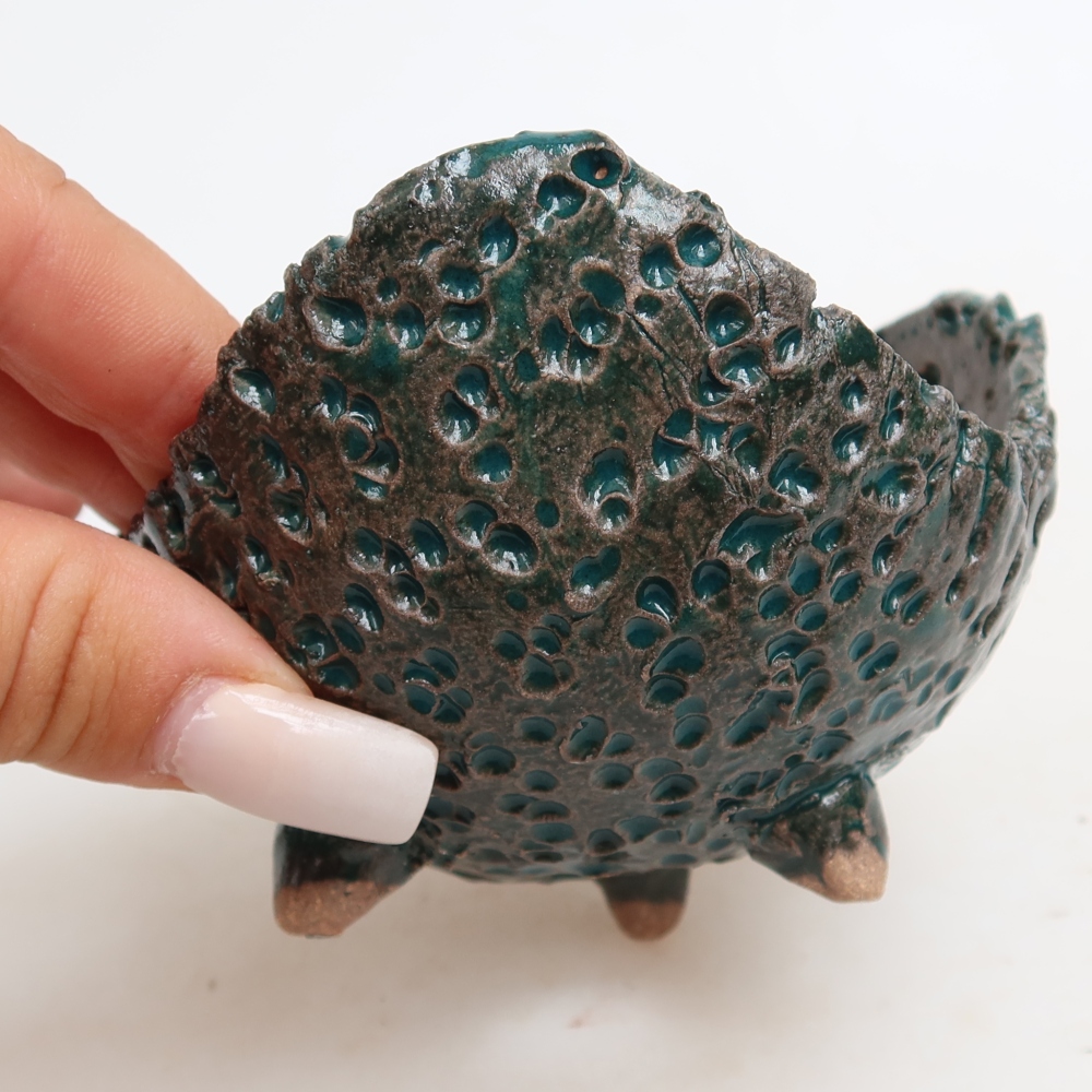 Keramische schaal  10 x 9,5 x 6,5 cm, kleur groen
