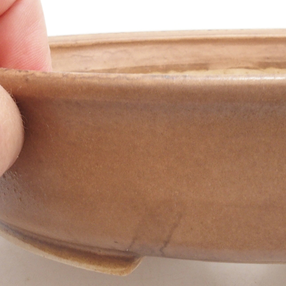 Bonsaischaal van keramiek 10 x 8,5 x 4 cm, bruin
