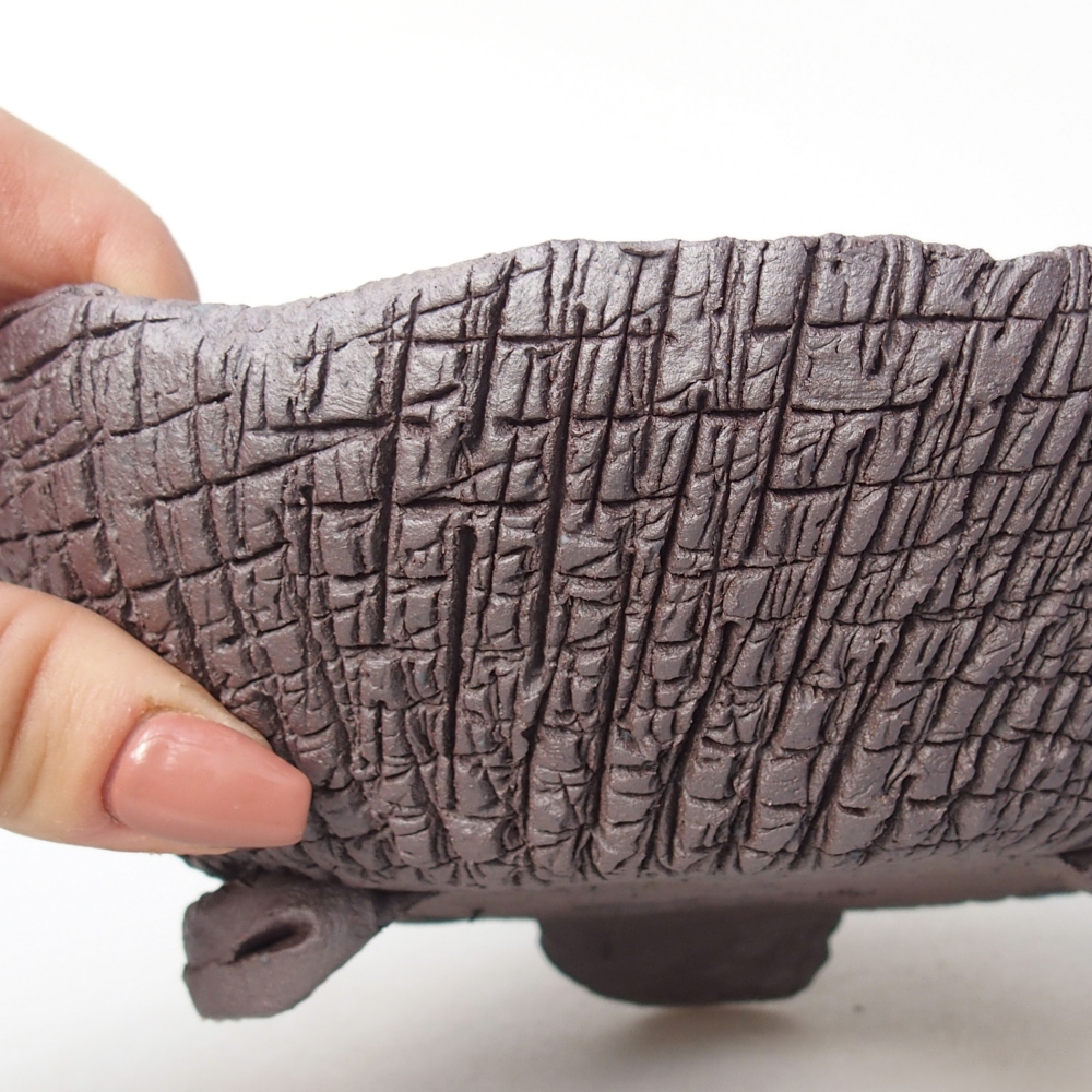 Bonsaischaal van keramiek 17 x 16,5 x 6 cm, metaalkleur