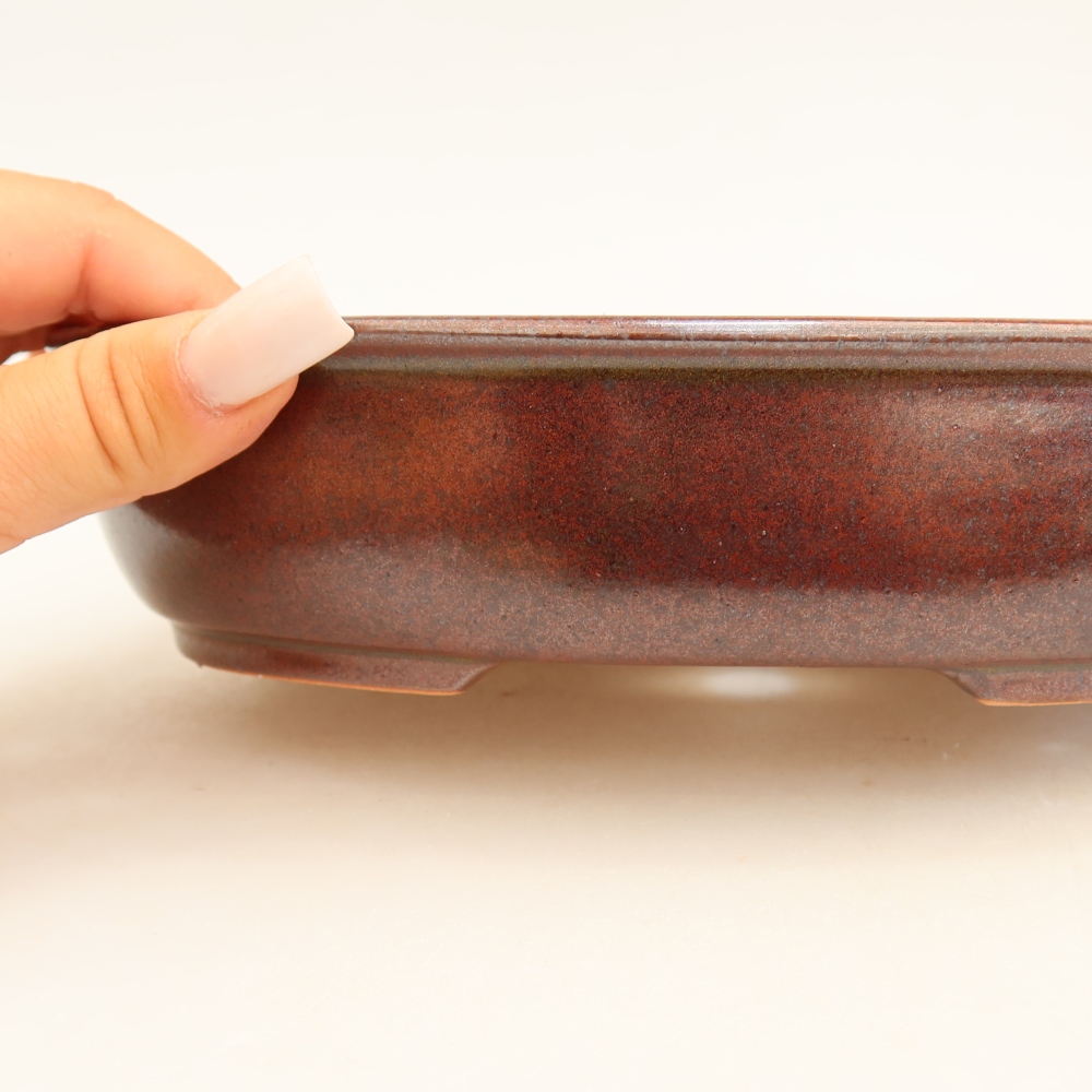 Keramische bonsaipot 22 x 17 x 5 cm, kleur bordeauxrood