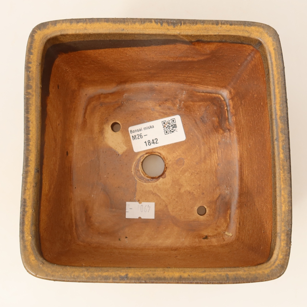 Bonsaischaal van keramiek 16 x 16 x 10 cm, bruin