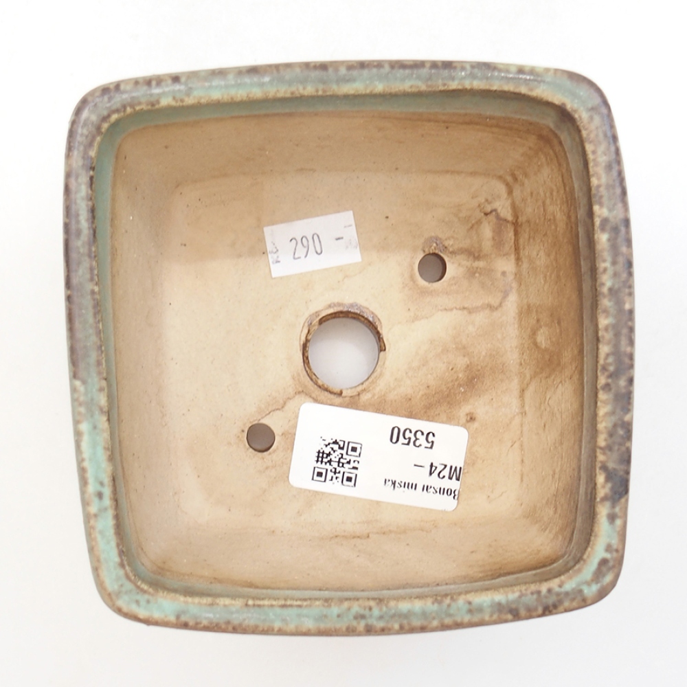 Bonsaischaal van keramiek 11 x 11 x 7 cm, groen