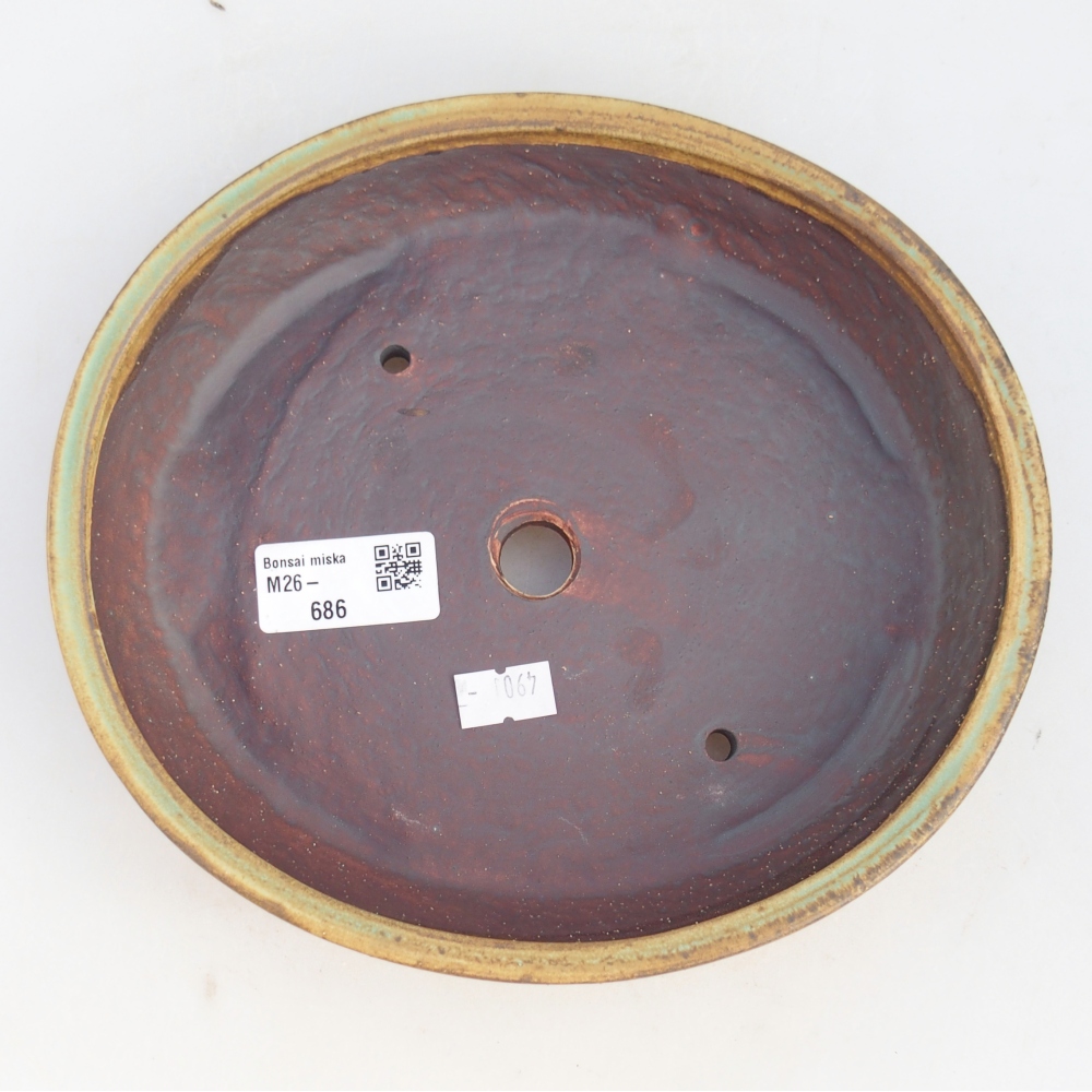 Bonsaischaal van keramiek 21 x 19 x 4,5 cm, groen