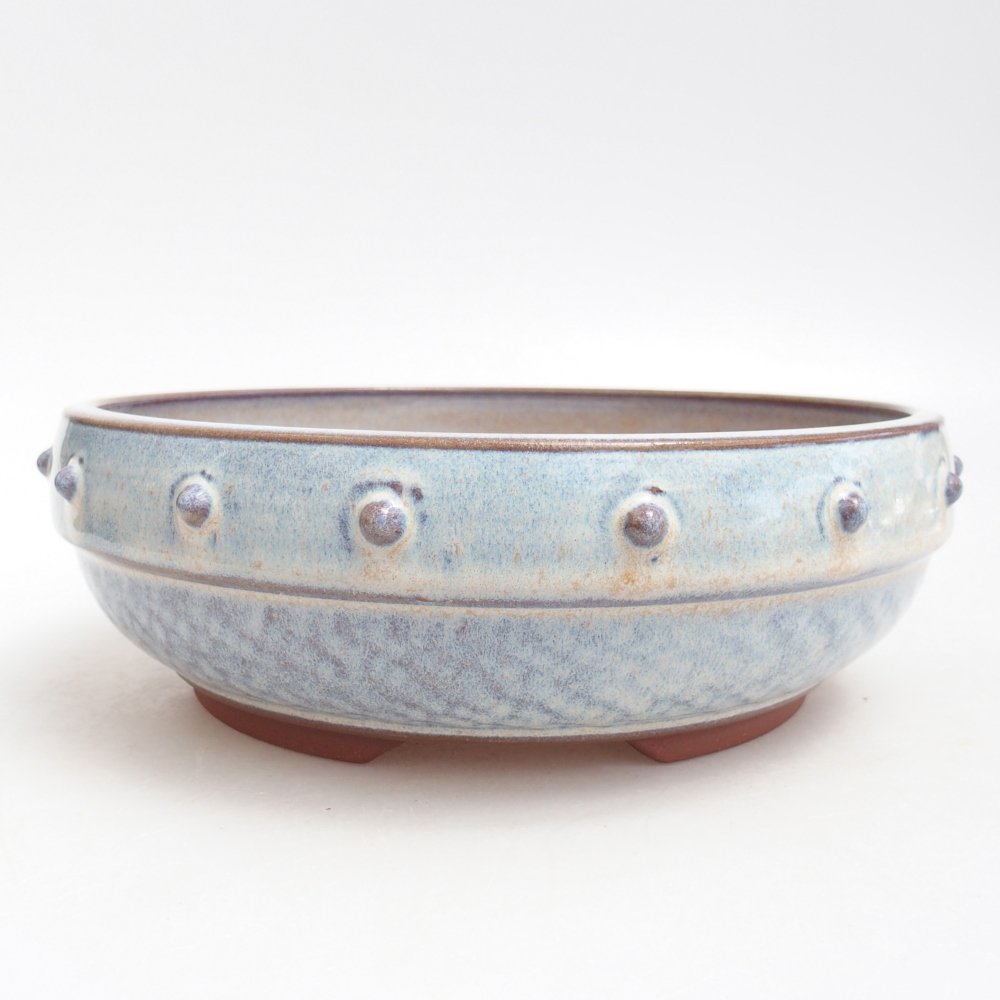 Bonsaischaal van keramiek 20 x 20 x 7 cm, kleur blauw