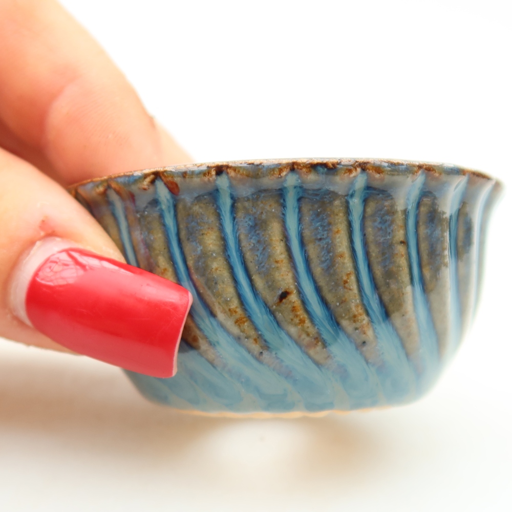 Keramische bonsaischaal 5,5 x 5,5 x 3 cm, kleur: blauw