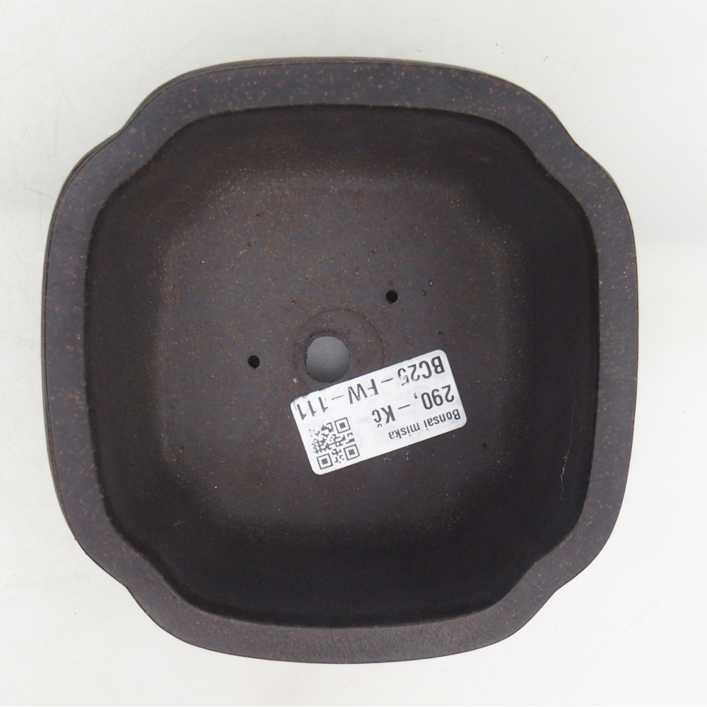 Bonsaischaal van keramiek 12 x 12 x 7 cm, kleur okerbruin