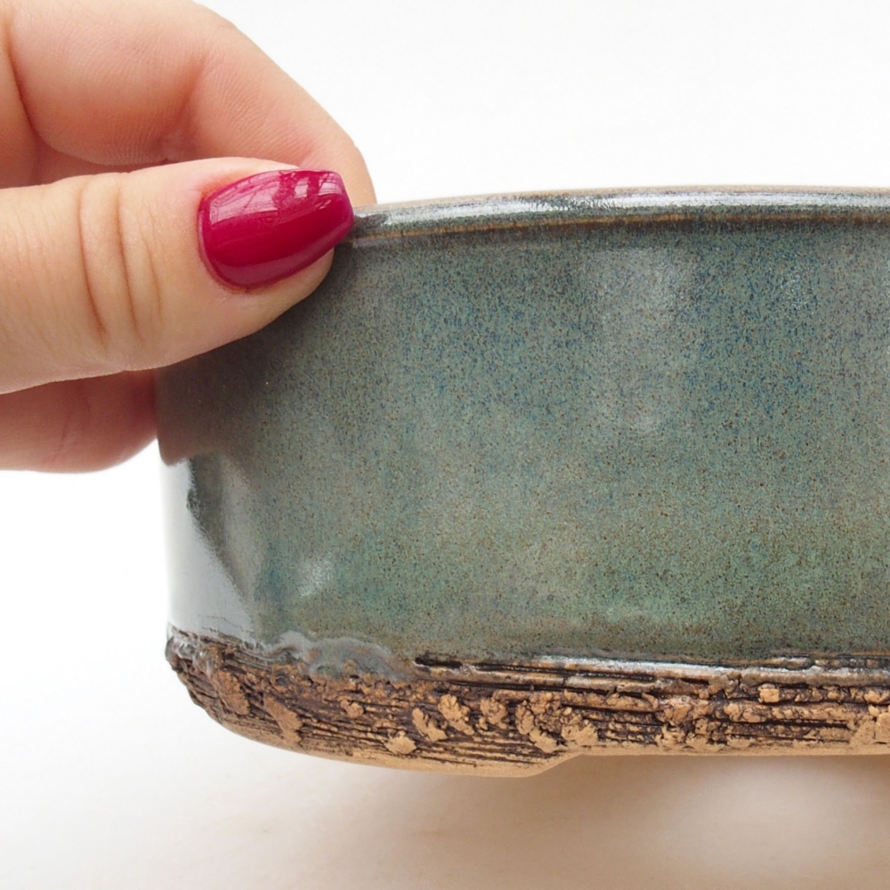 Bonsaischaal van keramiek 17 x 17 x 6 cm, groen