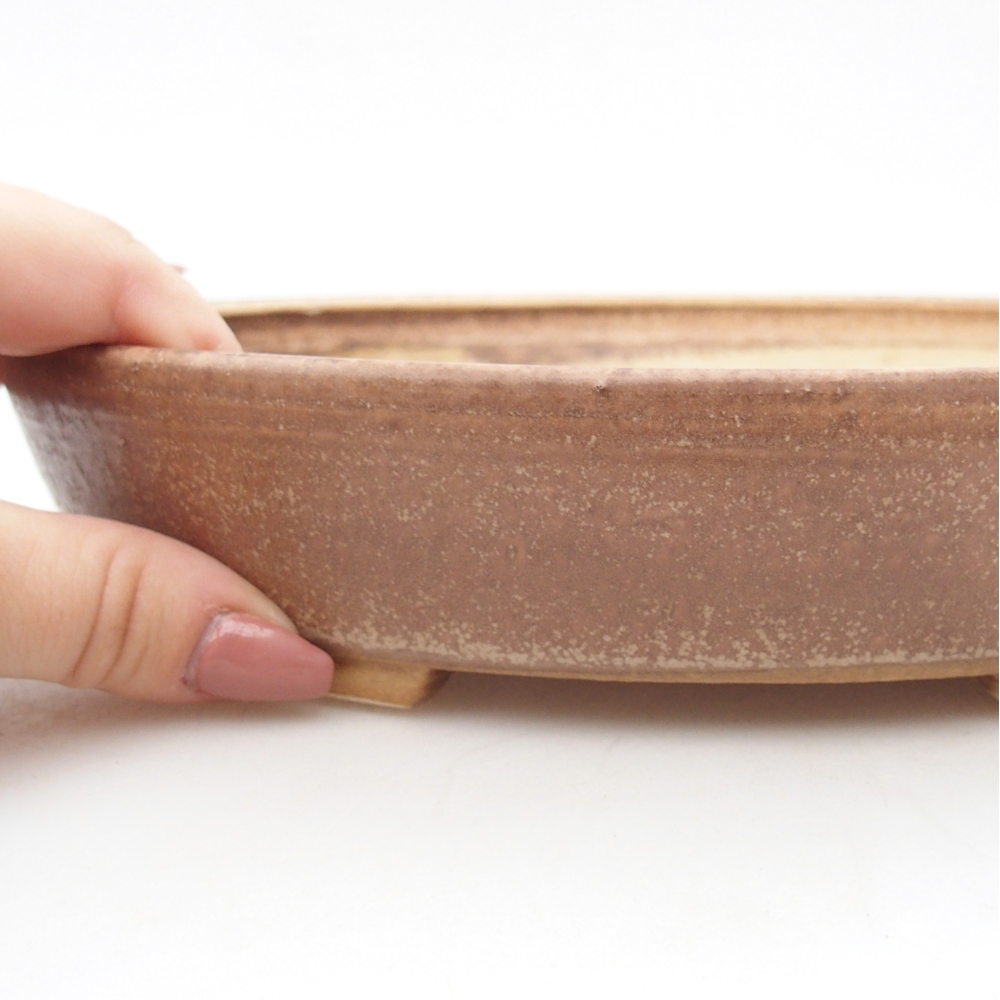 Bonsaischaal van keramiek 22,5 x 20 x 4,5 cm, roze