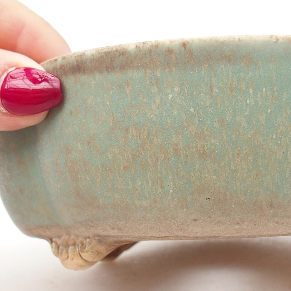 Bonsaischaal van keramiek 13,5 x 13 x 5 cm, groen