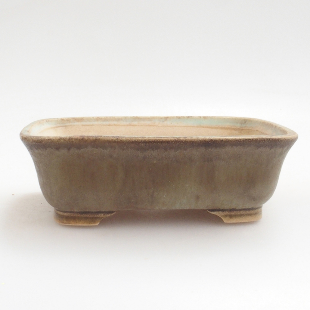 Bonsaischaal van keramiek 10 x 8,5 x 4 cm, bruin