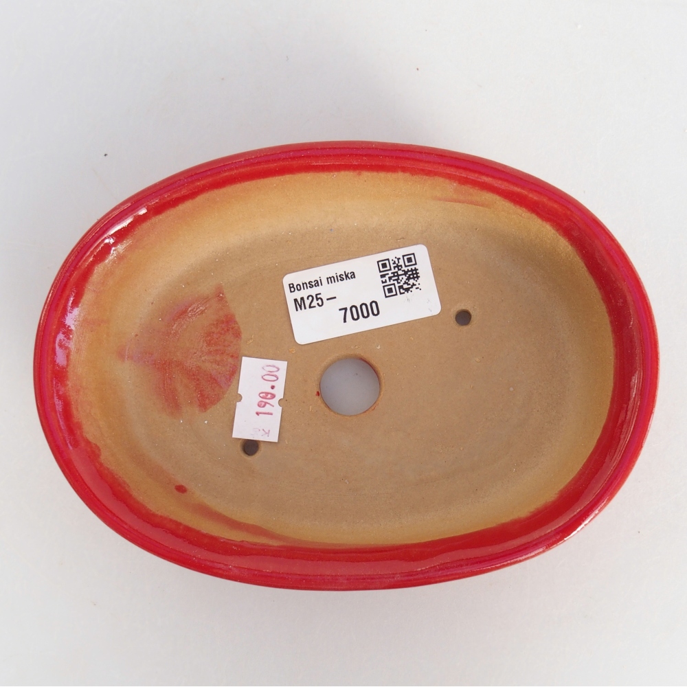 Bonsaischaal van keramiek 26 x 26 x 8 cm, kleur rood