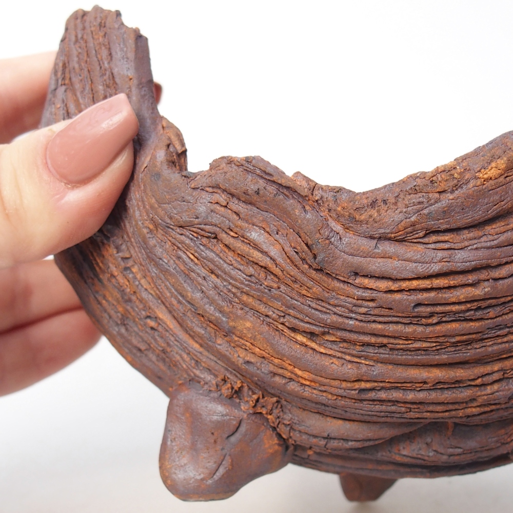 Keramische schaal 14 x 12 x 9,5 cm , kleur bruin