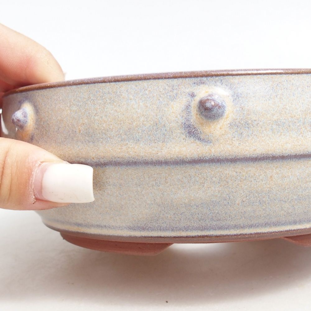 Bonsaischaal van keramiek 16 x 16 x 5,5 cm, kleur blauw