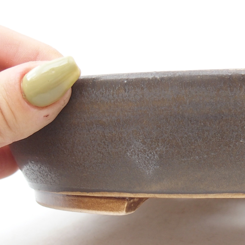 Bonsaischaal van keramiek 20,5 x 18,5 x 4 cm, bruin