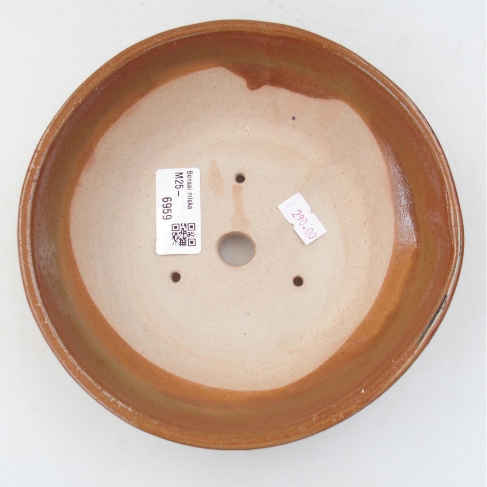 Bonsaischaal van keramiek 26 x 26 x 8 cm, kleur rood