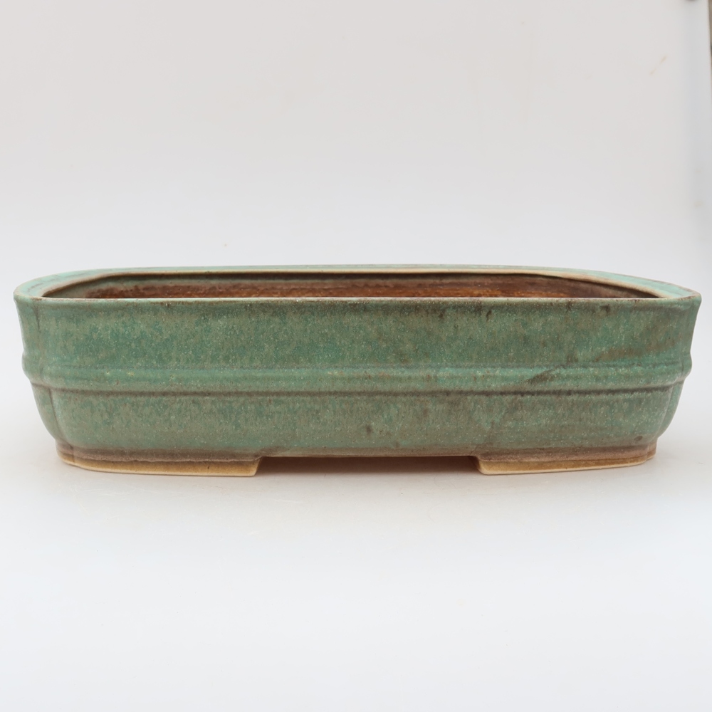 Keramische bonsaipot 29,5 x 24,5 x 7 cm, kleur groen