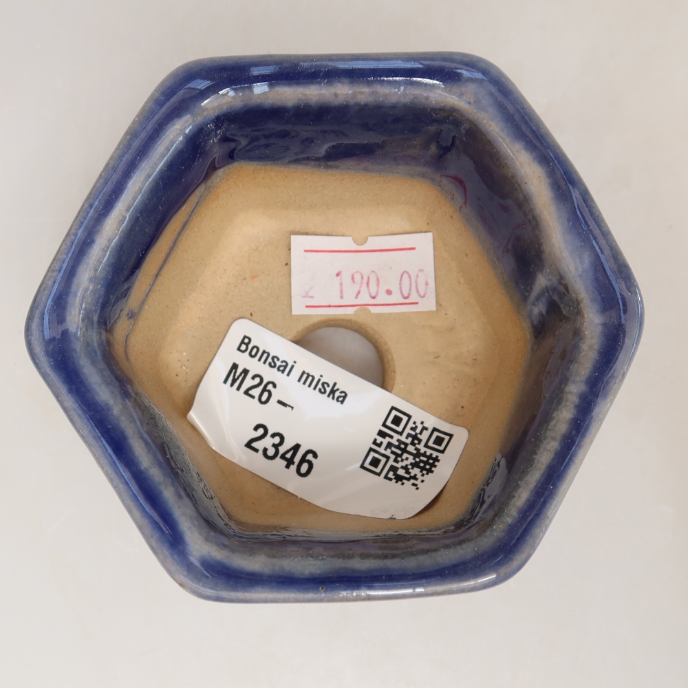 Bonsaischaal van keramiek 7,5 x 7 x 4 cm, kleur blauw