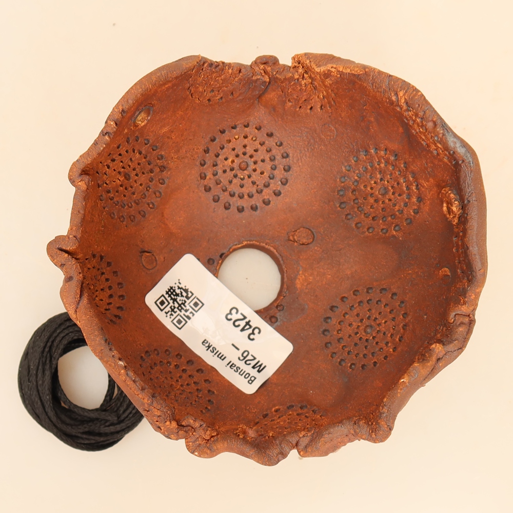 Keramische schaal voor Kokedama, 10 x 10 x 6,5 cm, kleur: bruin
