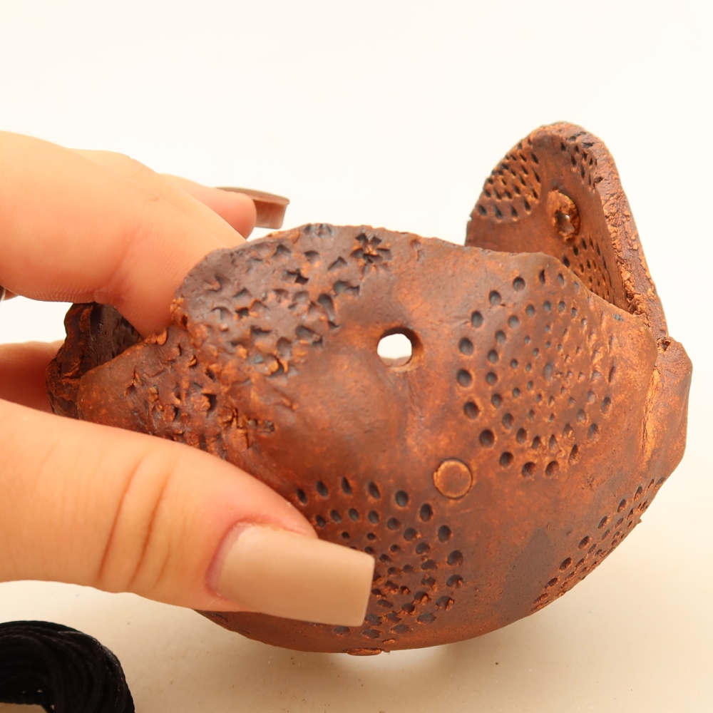 Keramische schaal voor kokedama, 10 x 9 x 9 cm, kleur: bruin