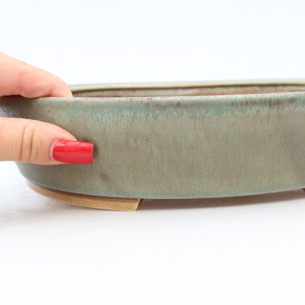 Keramische bonsaipot 27 x 24 x 5,5 cm, kleur groen