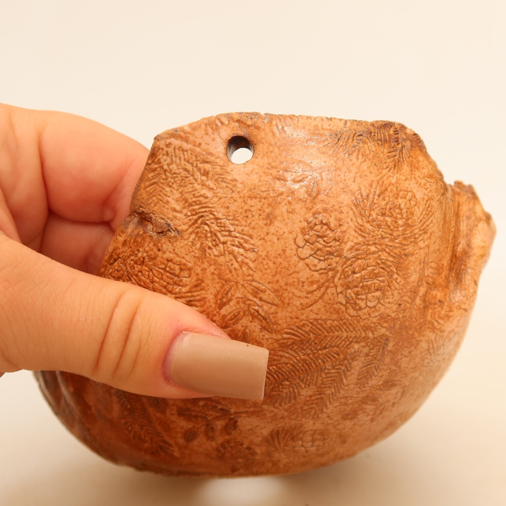 Keramische schaal voor kokedama, 14 x 12 x 9 cm, kleur: roze