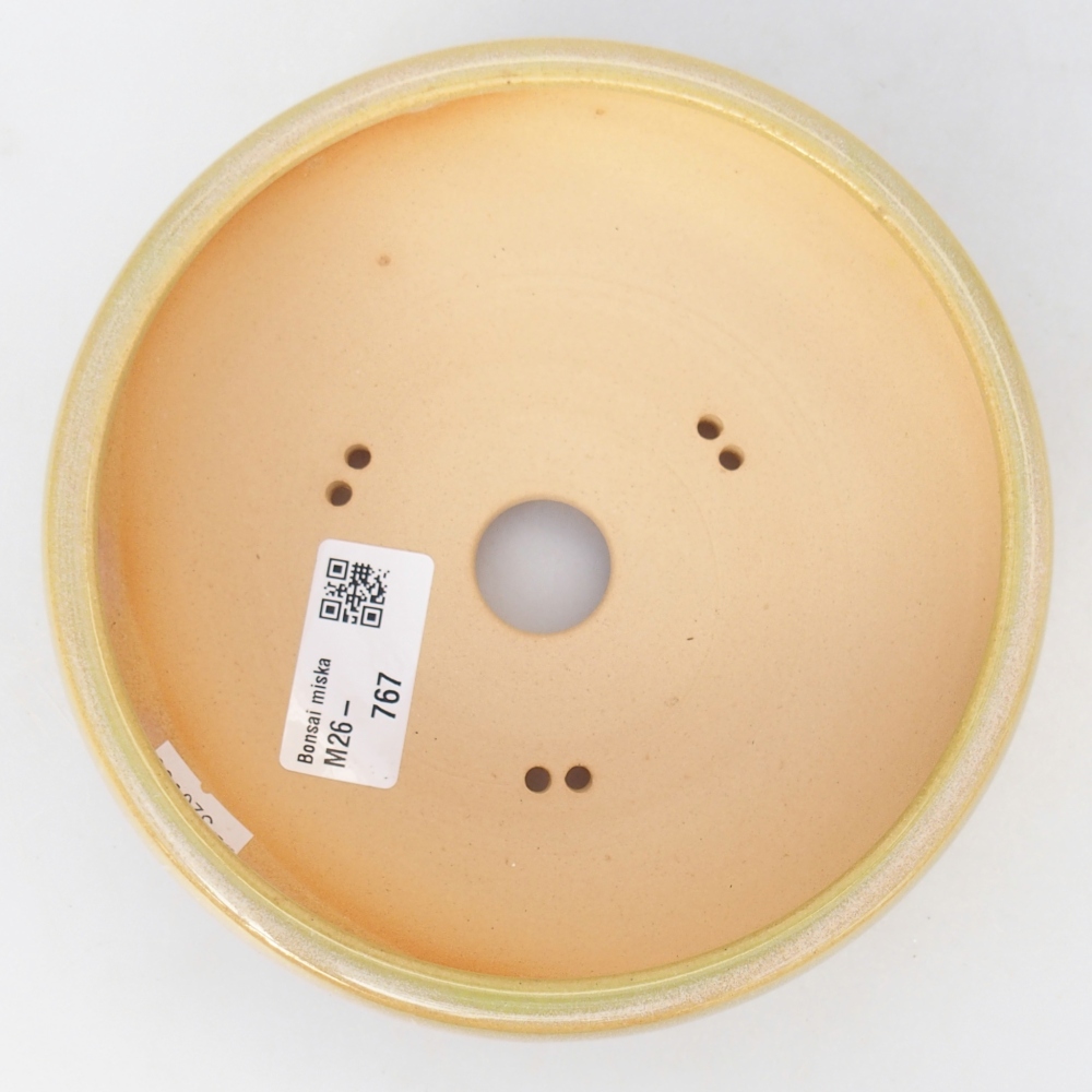 Bonsaischaal van keramiek 15 x 15 x 5,5 cm, geelgroen