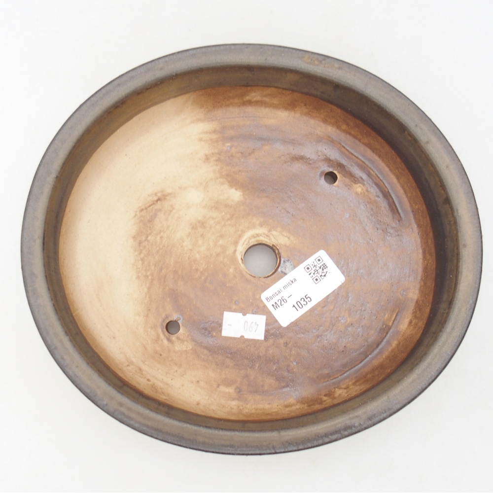 Bonsaischaal van keramiek 21 x 19 x 8 cm, bruin