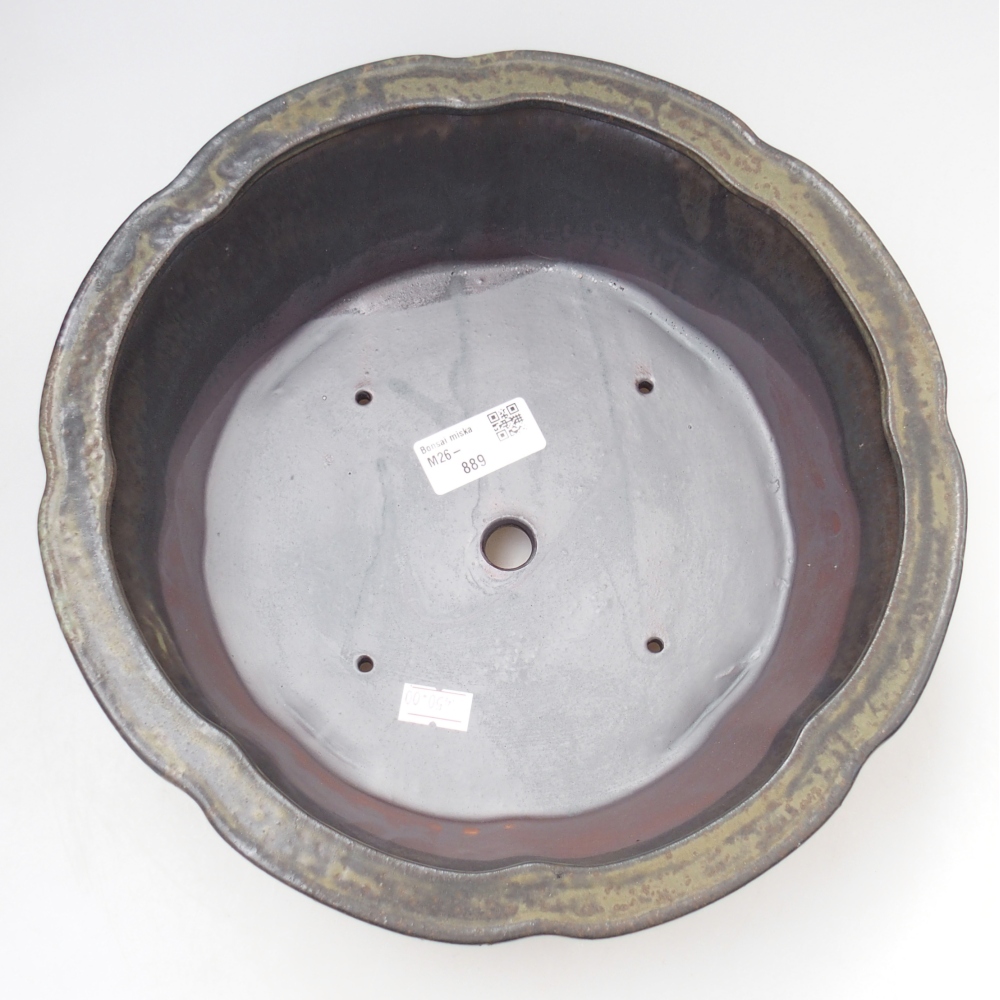 Bonsaischaal van keramiek 26,5 x 26,5 x 8 cm, bruin