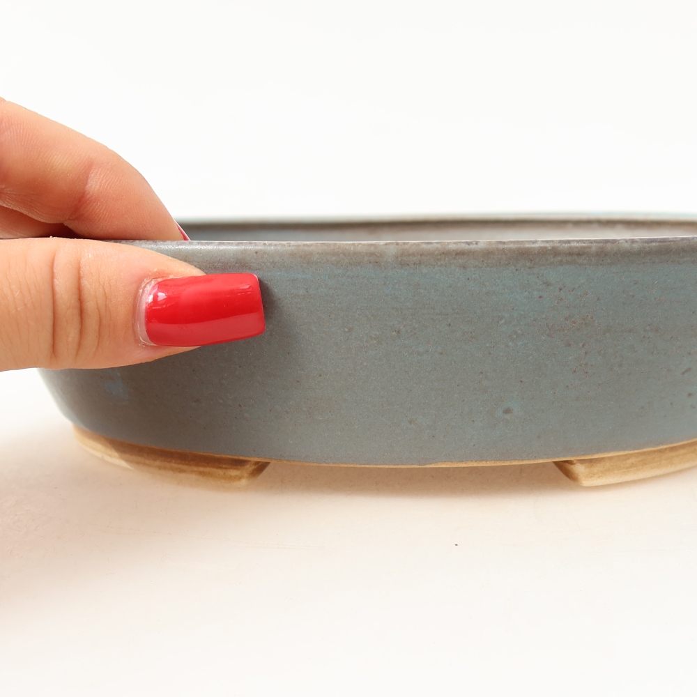 Bonsaischaal van keramiek 18,5 x 16,5 x 4,5 cm, kleur blauw