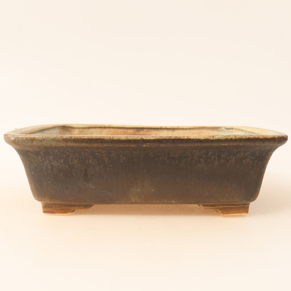 Bonsaischaal van keramiek 17,5 x 14,5 x 5 cm, bruin