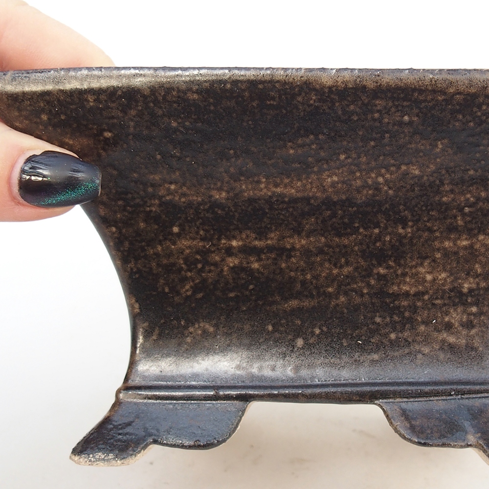 Bonsaischaal van keramiek 13 x 13 x 8 cm, bruin