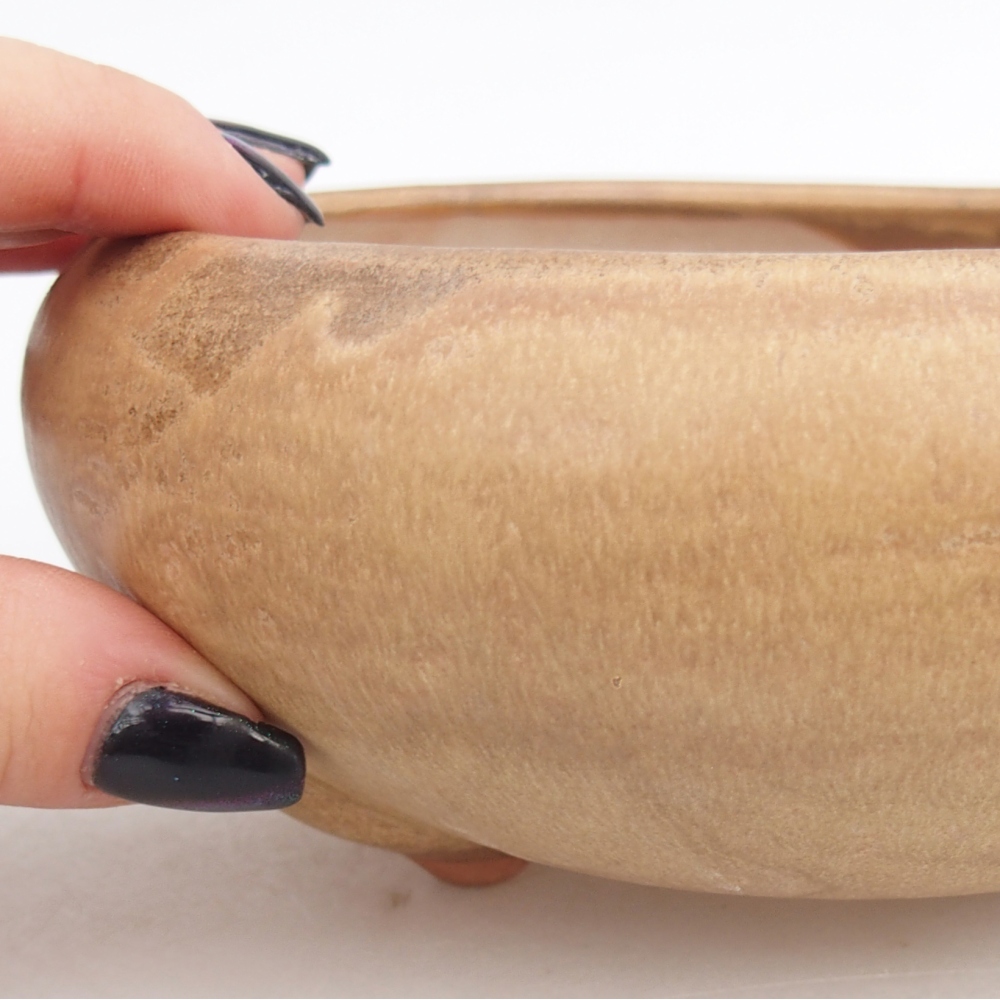 Bonsaischaal van keramiek 15 x 15 x 7 cm, kleur beige