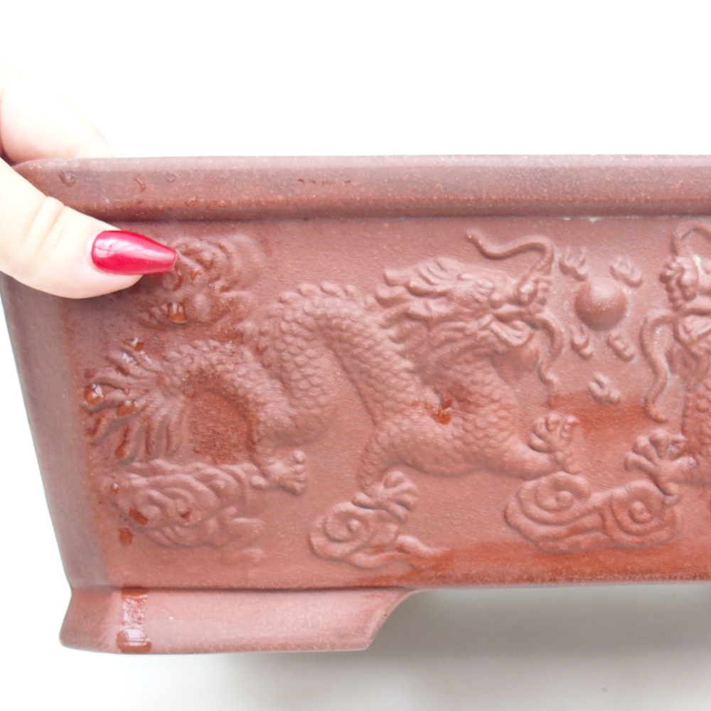 Bonsaischaal van keramiek 32,5 x 22,5 x 11,5 cm, bruin