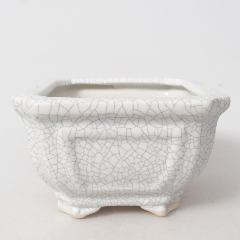 Bonsaischaal van keramiek 11 x 11 x 7 cm, raku kleur