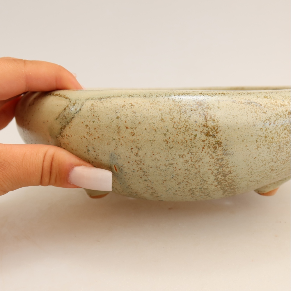 Keramische bonsaipot 20,5 x 20,5 x 7 cm, kleur groen