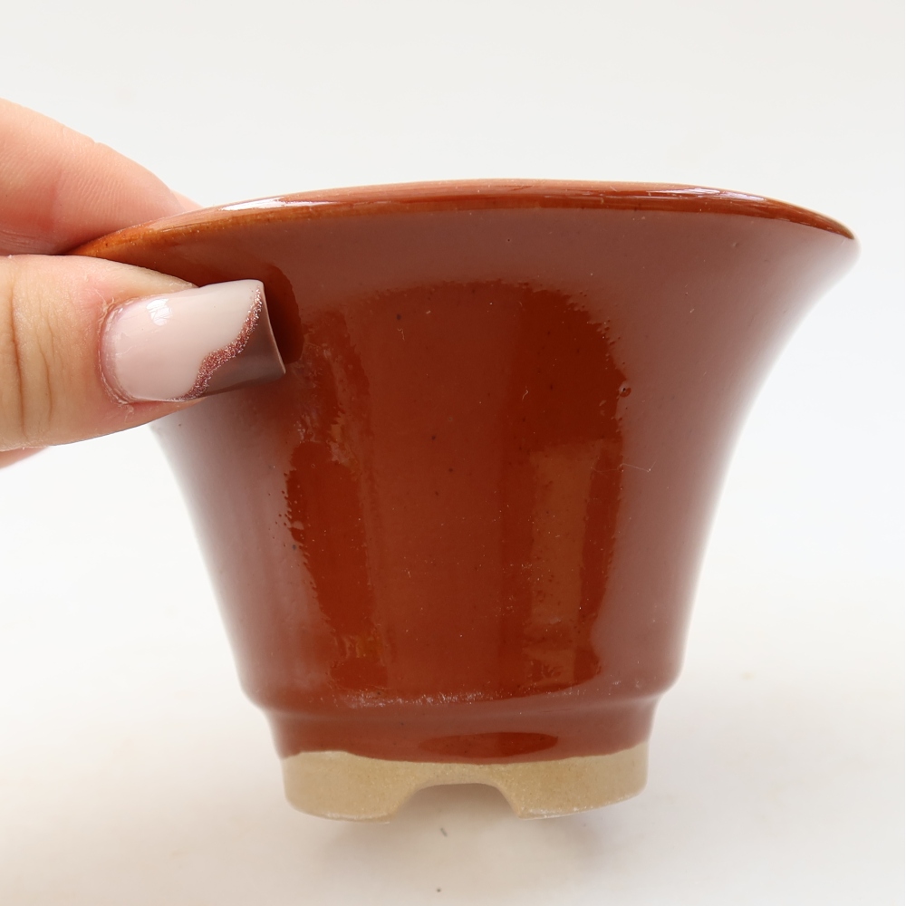 Keramische bonsaipot 10,5 x 10,5 x 7 cm, kleur bruin