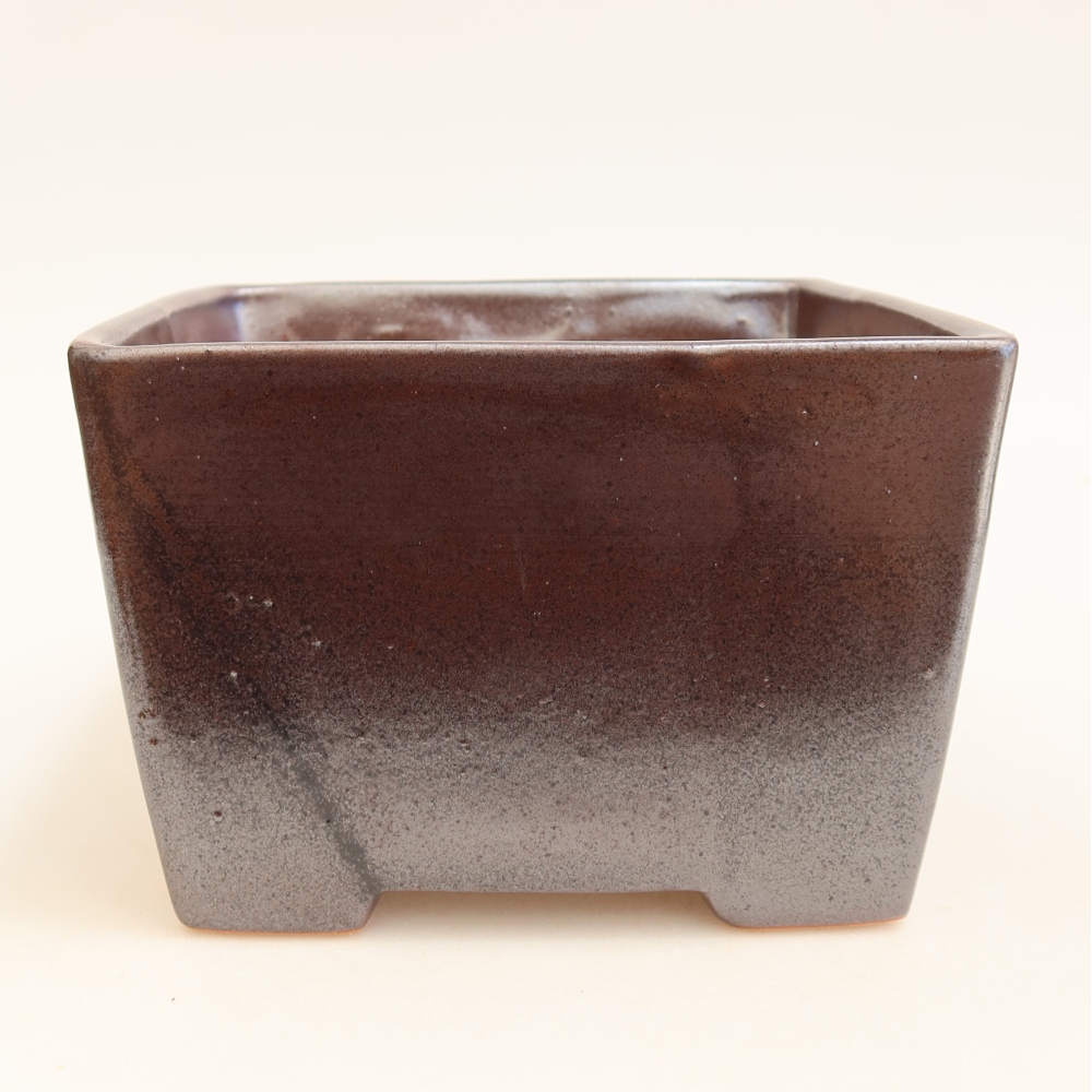 Bonsaischaal van keramiek 15 x 15 x 10,5 cm, metaalkleur