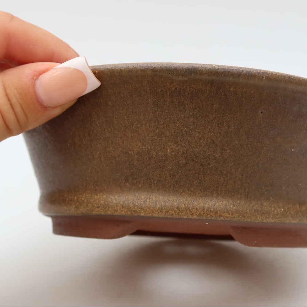 Keramische bonsaischaal 15,5 x 15,5 x 5,5 cm, kleur bruin