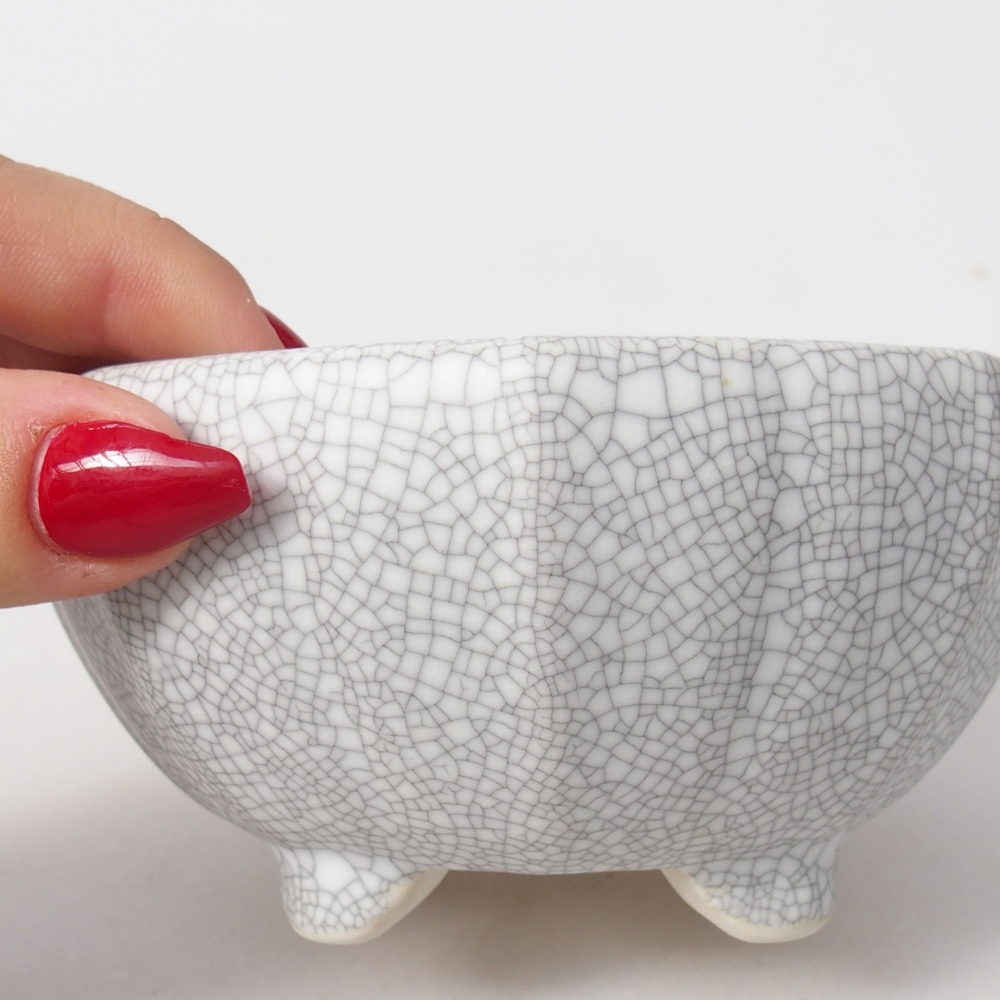 Bonsaischaal van keramiek 11 x 11 x 5,5 cm, raku kleur