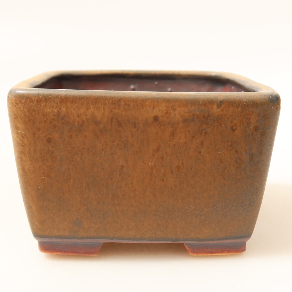 Bonsaischaal van keramiek 8,5 x 8,5 x 5,5 cm, bruin