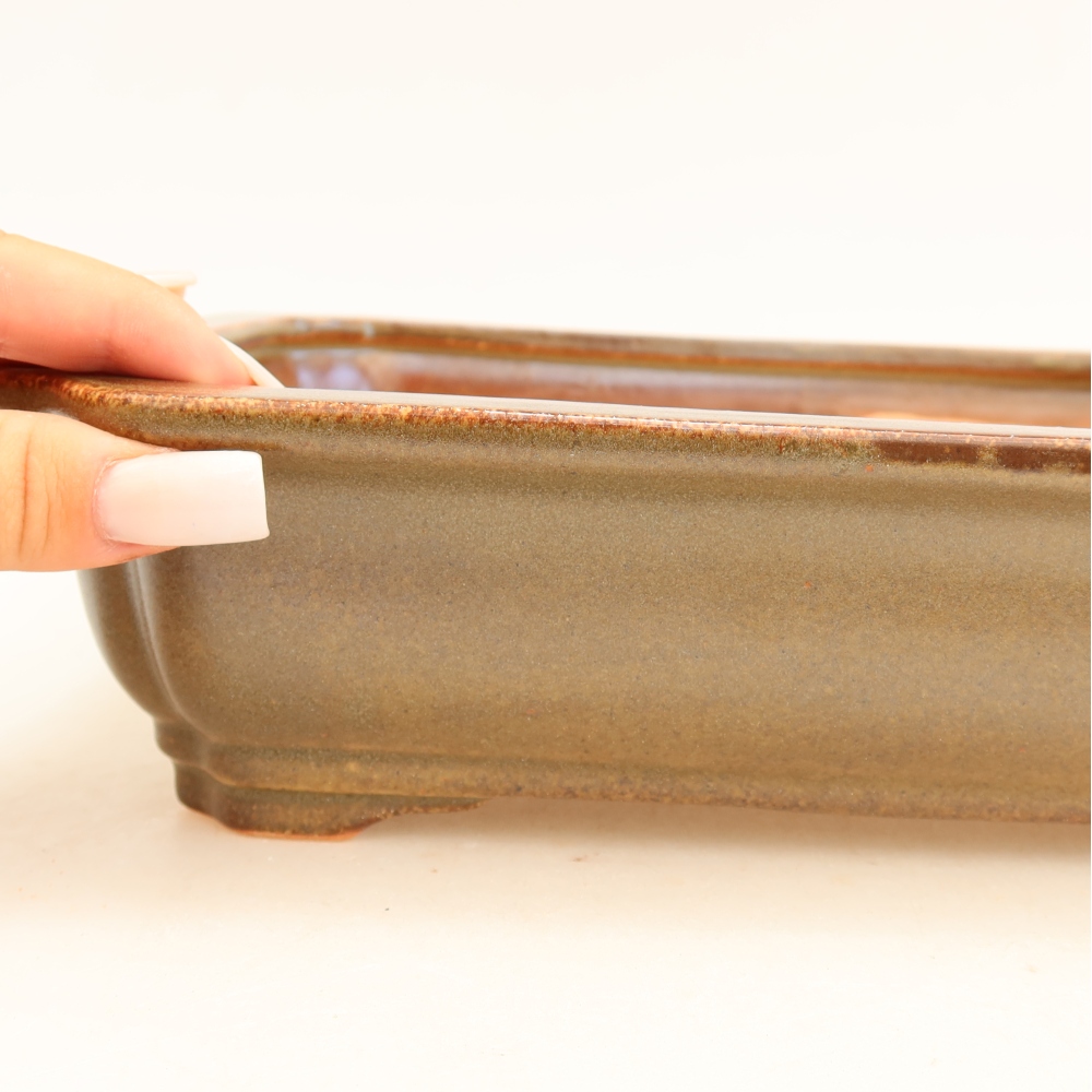Keramische bonsaipot 27,5 x 21,5 x 7 cm, kleur bruin