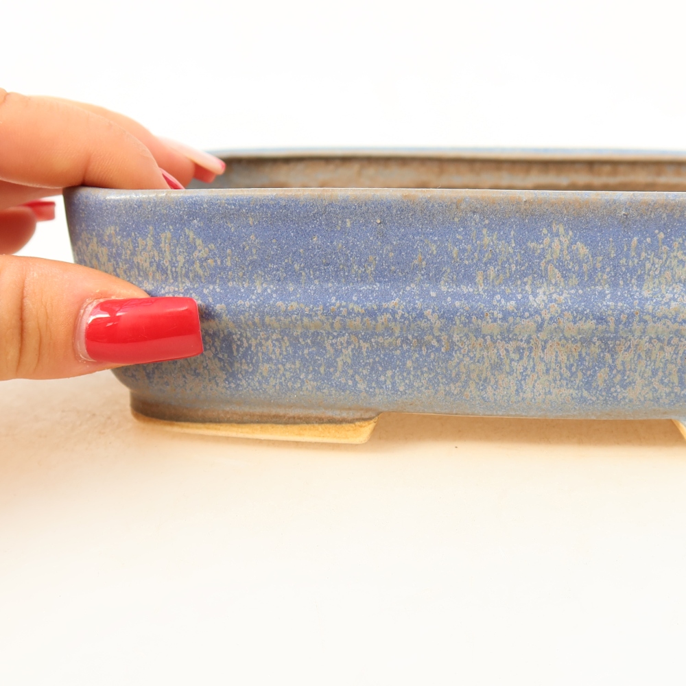 Keramische bonsaipot 17 x 13,5 x 4,5 cm, kleur: blauw