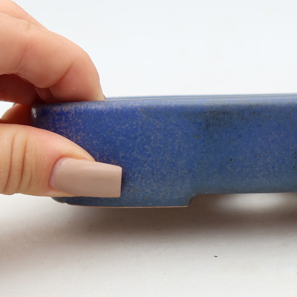 Bonsaischaal van keramiek 16 x 11 x 3,5 cm, kleur blauw