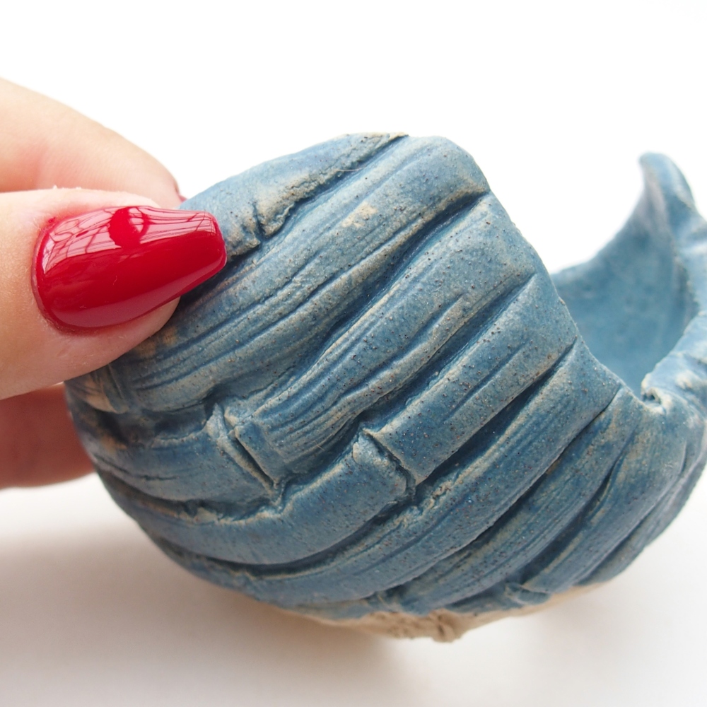 Keramische schaal 8,5 x 8,5 x 6,5 cm , kleur blauw